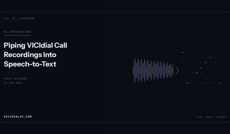 An audio waveform resolving into a grid of text lines, representing speech-to-text conversion.