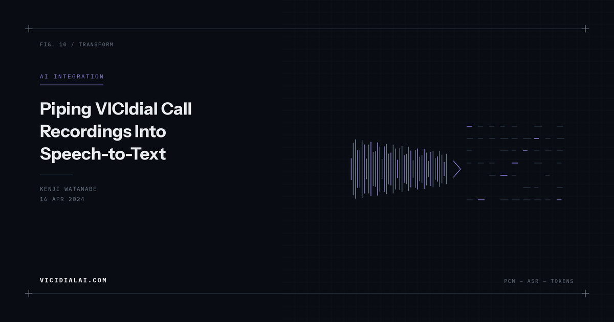 An audio waveform resolving into a grid of text lines, representing speech-to-text conversion.